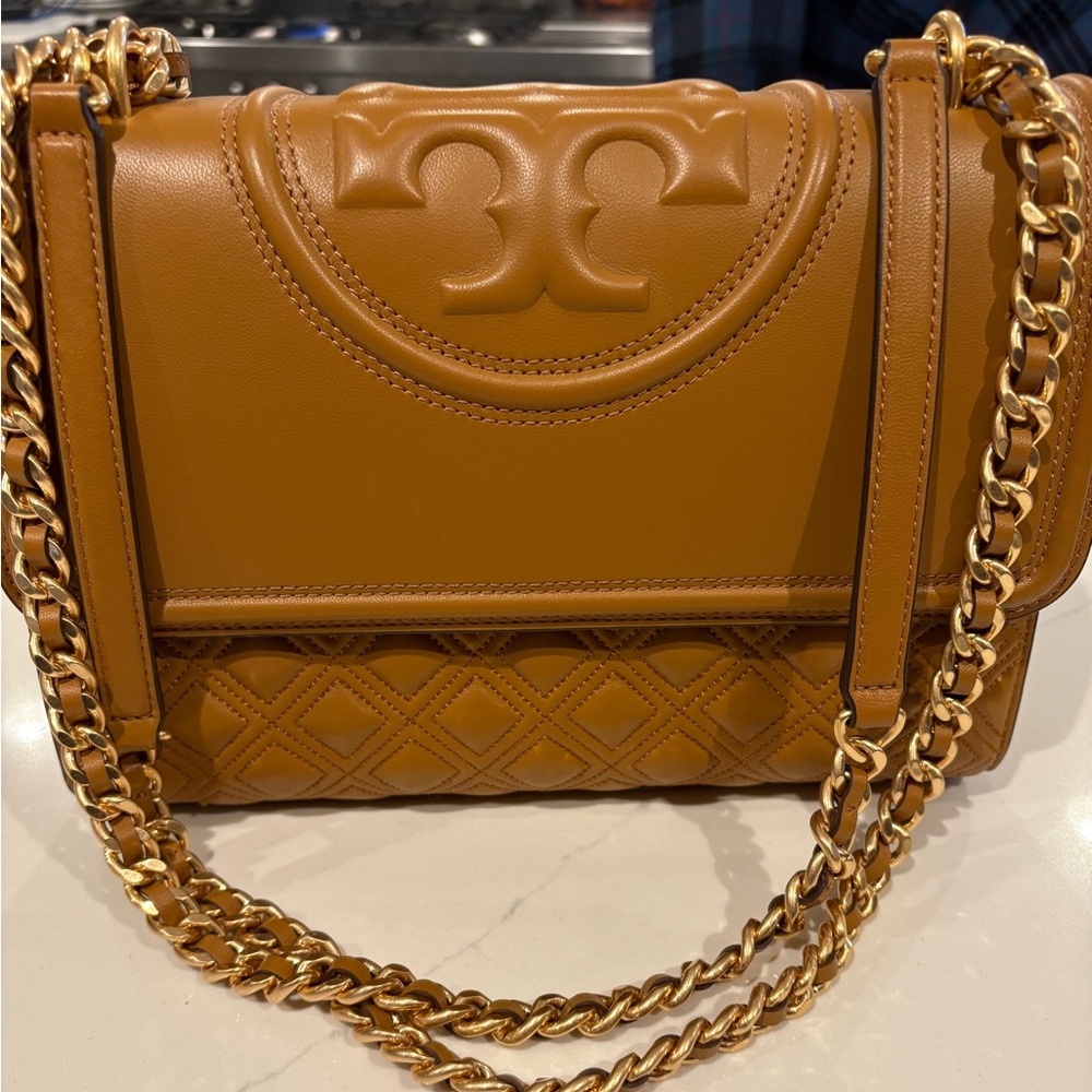 Tory Burch Fleming Convertible Shoulder Bag - Kobicha color Euc medium purse